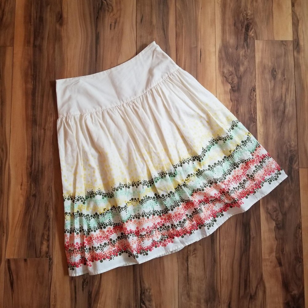 J. Jill Polka Dot Skirt 6 Cream Multi 100% Cotton‎ Dots
